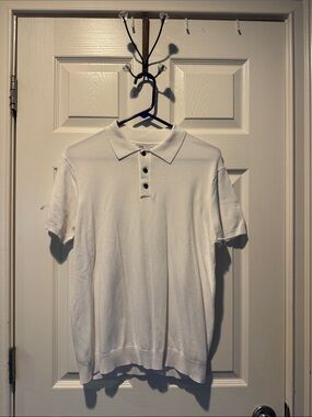 Zara Men's White Short-Sleeve Polo
